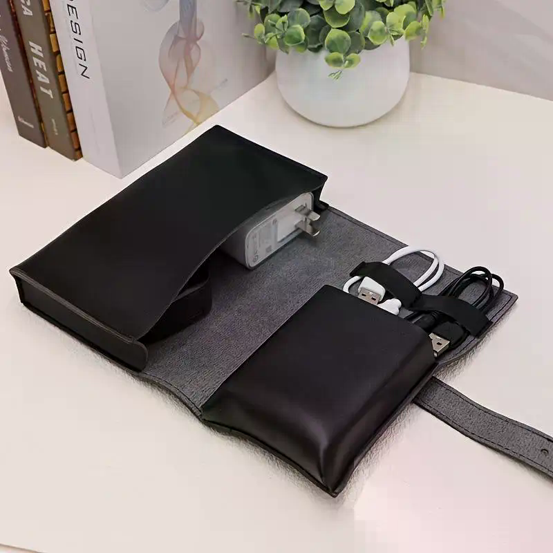 Tech Accessories Travel Case - 1개 PU 가죽 다중 수납 정리함-케이블,
