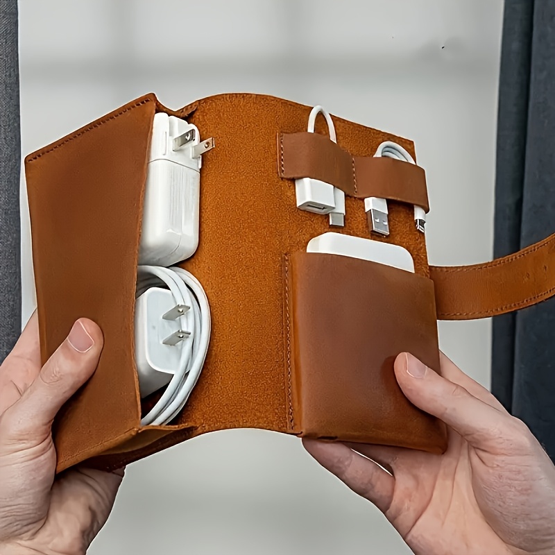Tech Accessories Travel Case - 1개 PU 가죽 다중 수납 정리함-휴대용
