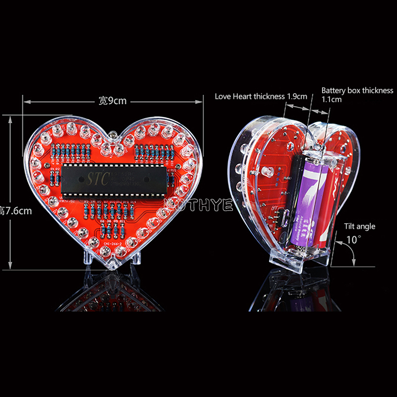 RGB 다채로운 흐르는 물 빛 하트 모양 DIY 납땜  - Unique Tech Accessories 리뷰 및 가격